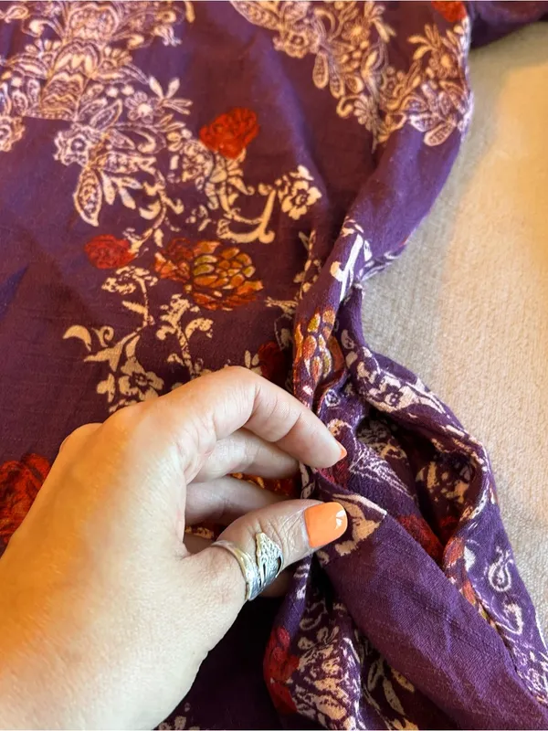 Free People Smooth Talker purple floral long sleeve tunic dress drop waist XS - Image 5