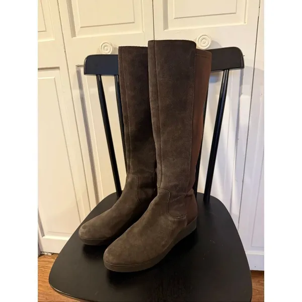 Donald Pliner brown suede Victori wedge tall boots size 7.5 - Image 4