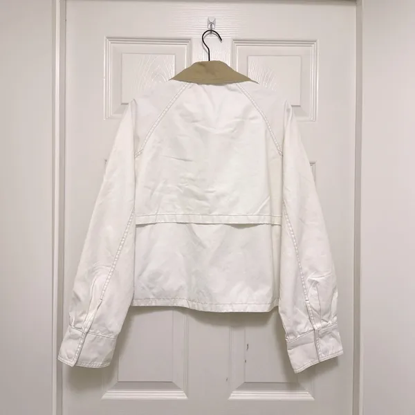 Zara Cream Zip-Up Cropped Jacket with Beige Collar - Image 10