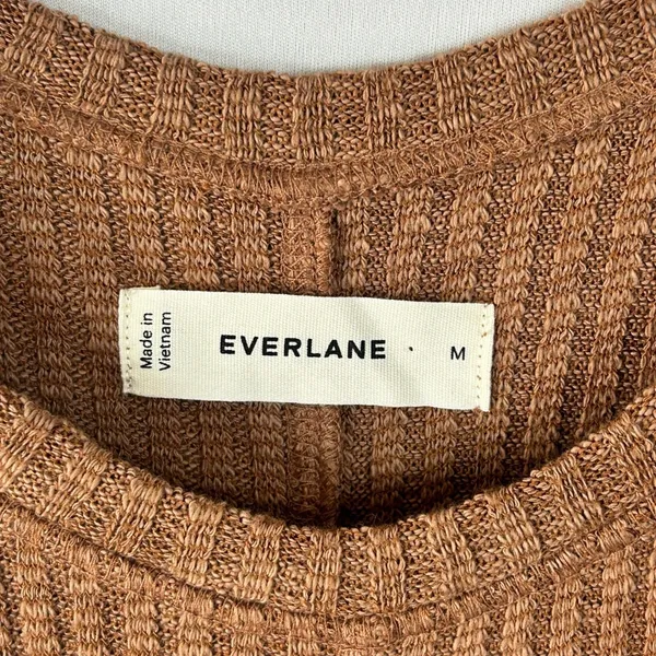 Everlane Dress Womens Medium Sleeveless Organic Cotton Ribbed Knit Stretch Brown - Image 7