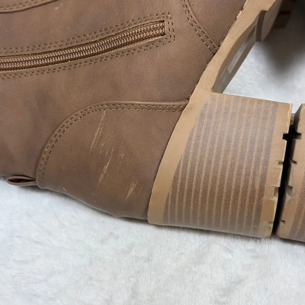 Soda Faux Leather Lace Up Combat‎ Ankle Boots Knit Cuff Block Heel Lug Sole 9W - Image 10