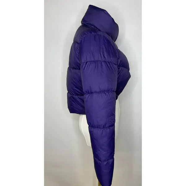 Coalition Purple Cropped Puffer Jacket M Statement Collar Designer Style Coat Size M - Image 3