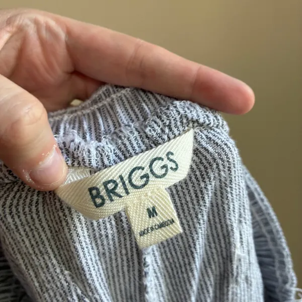 Briggs Striped Linen Blend Pull On Pants M Blue White Women Drawstring Waist - Image 5