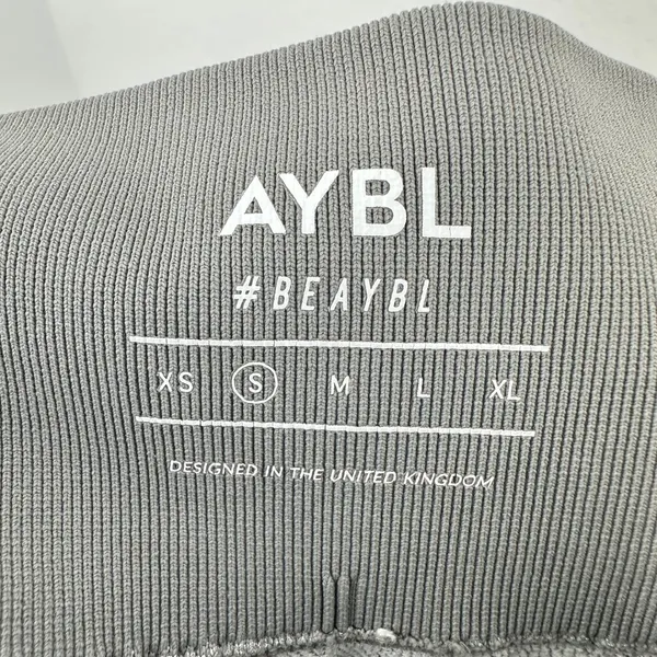 AYBL Size Small Motion Seamless Biker Shorts Gray White Trim High Waist Gym Spin - Image 7