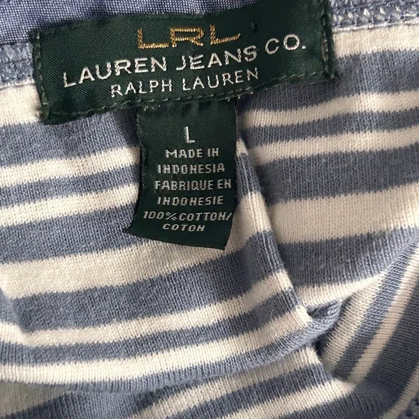 Lauren Ralph Lauren Striped Top Blue‎ Large - Image 7
