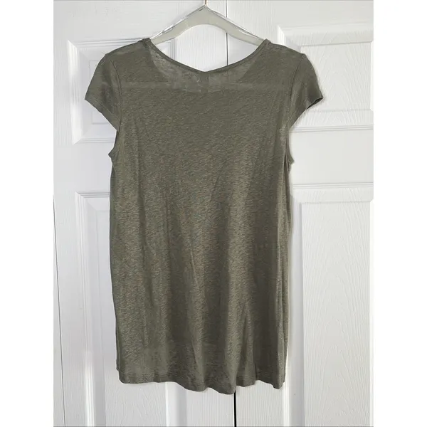 Kische Tee Womens Size S Olive Green Linen Blend Slub Knit Short Sleeve NEW - Image 4