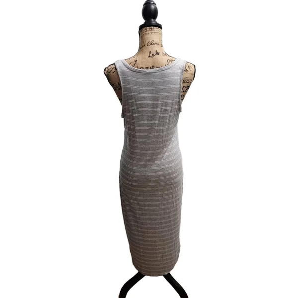 OLIVE+OAK Dress Womens Size Large Blue Striped Sleeveless‎ VNeck Modern Summer - Image 3
