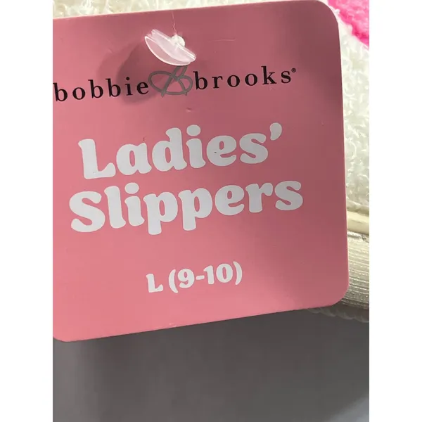 Bobbie Brooks Sherpa Bow Slippers Women L 9-10 Pink Cream Faux Fur Scuff Barbie - Image 7