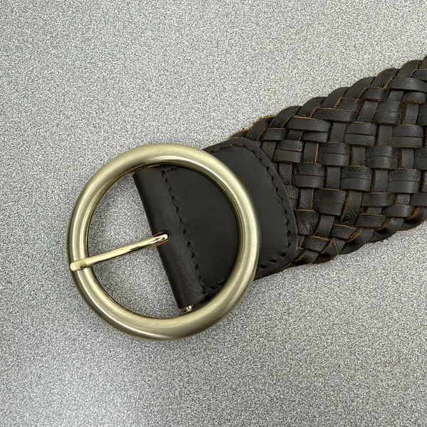 LOFT Belt Womens Small Brown Woven Leather Wide Waist Cinch Braided Boho - Image 2