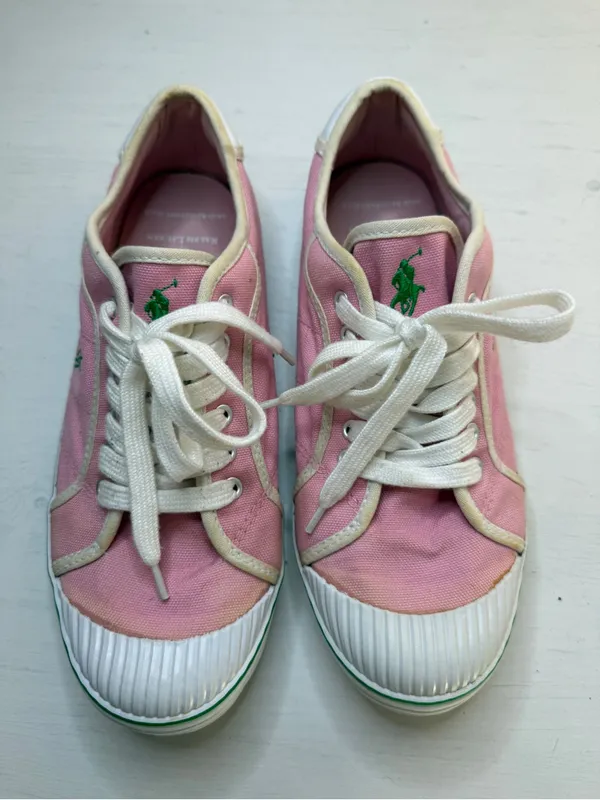 90's Polo Ralph Lauren light pink Canvas sneakers (size 8) vintage preppy Y2K - Image 14