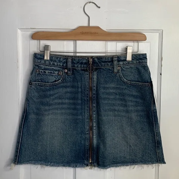 Free People We the Free Copper Blue Denim Mini Jean Skirt New w Tag W-924 Sz 27 - Image 4
