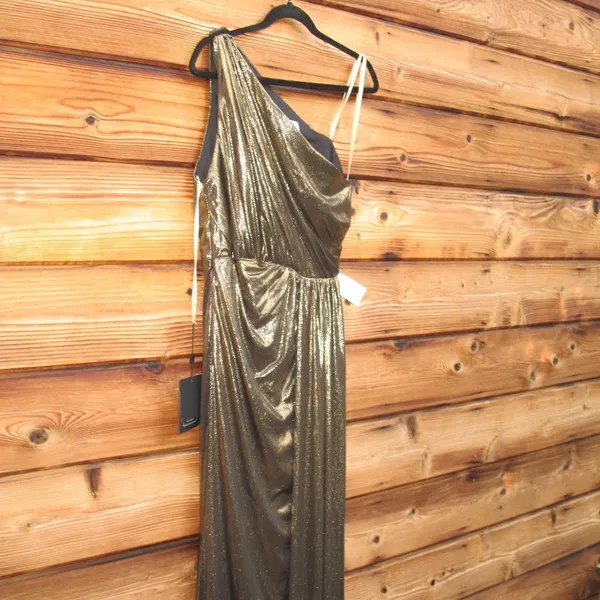 Mac Duggal 26537 Womens Draped One Shoulder Grecian Metallic Gown Dress - Image 10