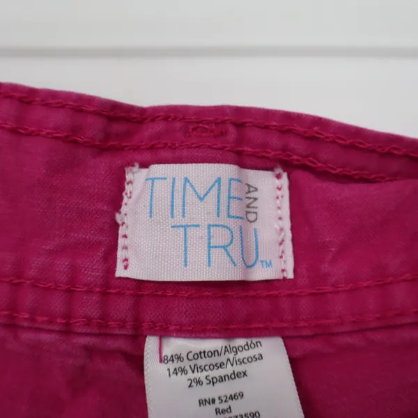 Time and Tru Shorts Womens 14 Cargo Utility Magenta Red Stretch Excellent - Image 2