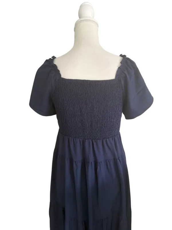 ECOWISH Navy Blue Cutout Short Sleeve Maxi Dress Size Medium - Image 7