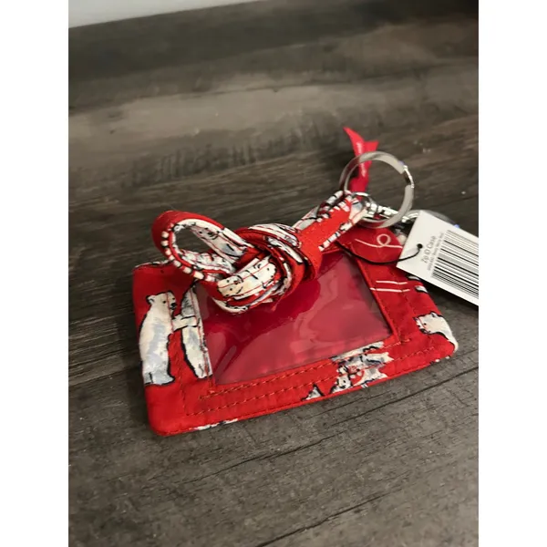 Vera Bradley Zip ID Case Beary Merry Red Polar Bear Wallet Keychain 14559-R90 - Image 6
