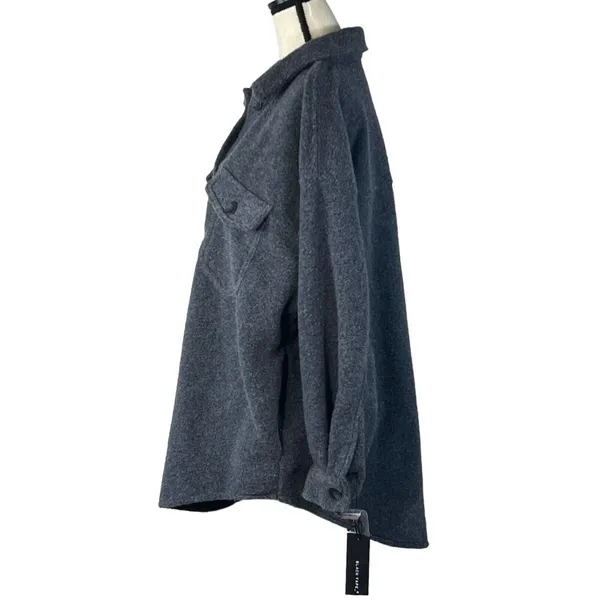 Black Tape Dex 2X-Large Fleece Jacket Button Up Long Sleeve Pockets Gray Womens - Image 4