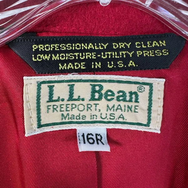 LL Bean Womens Red Wool Single Button Blazer Jacket Made in USA Size 16R - Image 2