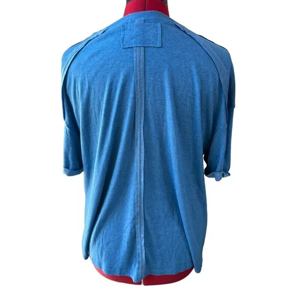 Womens NWOT Blue SHort sleeve‎ Shirt cuffed SEAMS OUT Brand-Anrabess #380 - Image 2