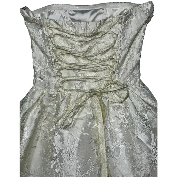 NWT Babyboo Salome Ivory Floral Jacquard Bow Corset Strapless Mini Dress Size XS - Image 11