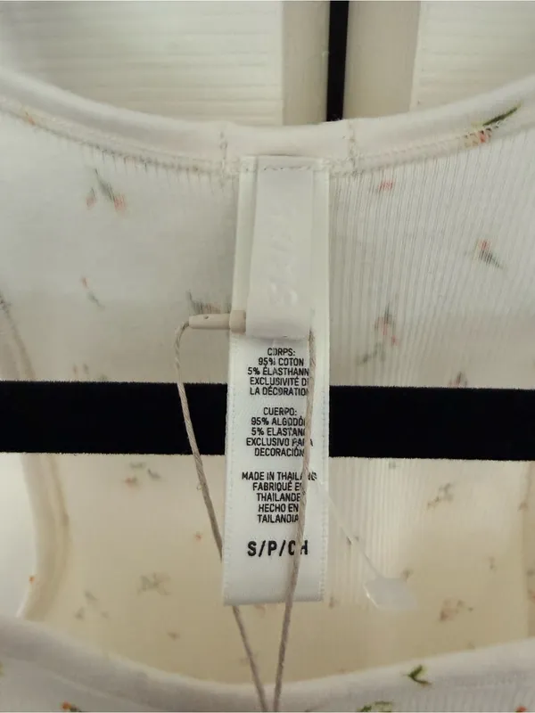 NWT Skims Cotton Rib Cami Marigold Rosebud Print White Crop Size Small - Image 5