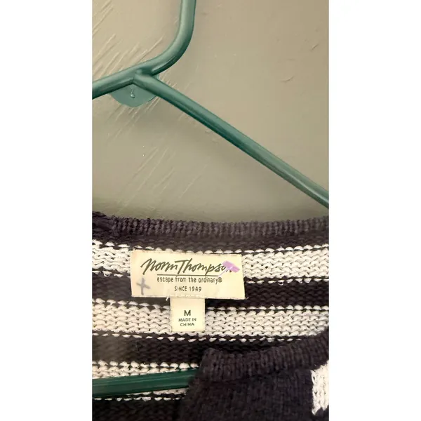 Norm Thompson Vintage Striped Button Front Cardigan Sweater‎ Blue Lagen Artsy - Image 7