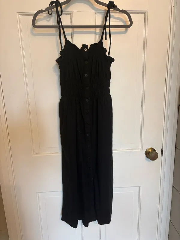 Universal Threads Black Button Front Linen Midi Dress - Image 2