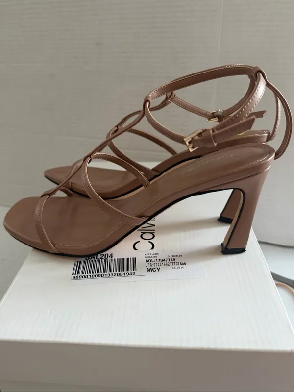 Calvin Klein Women’s Pelara Caged Strappy Stiletto Sandals Light Natural 8 - Image 5