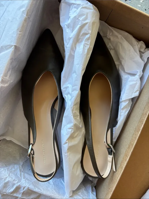 By Anthropologie Genuine Leather Pointed-Toe Slingback Pumps - Image 2