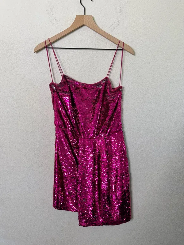 Derek Lam 10 Crosby Sequin Reversible‎ Cocktail Dress Hot Pink Womens Size 4 - Image 7