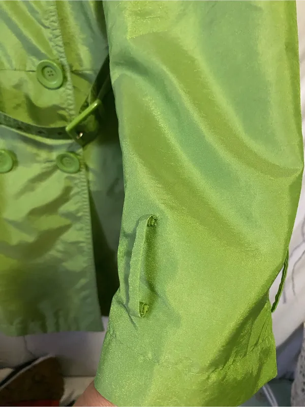 Style & Co. Lime Green Double-Breasted Trench Coat with Belt lt doesn’t have - Image 2