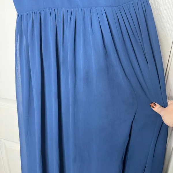 LULU'S Radiant Charisma Blue Chiffon Tie Striped Maxi Dress Size L‎ - Image 9
