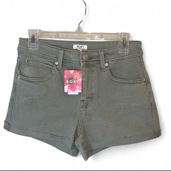Roxy Sage Green Denim‎ Cutoff Shorts NWT Size 5 Raw Hem | NWT - Image 7