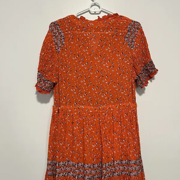Free People‎ Rare Feeling Maxi Dress in Orange Pop Combo Size Small - Image 11