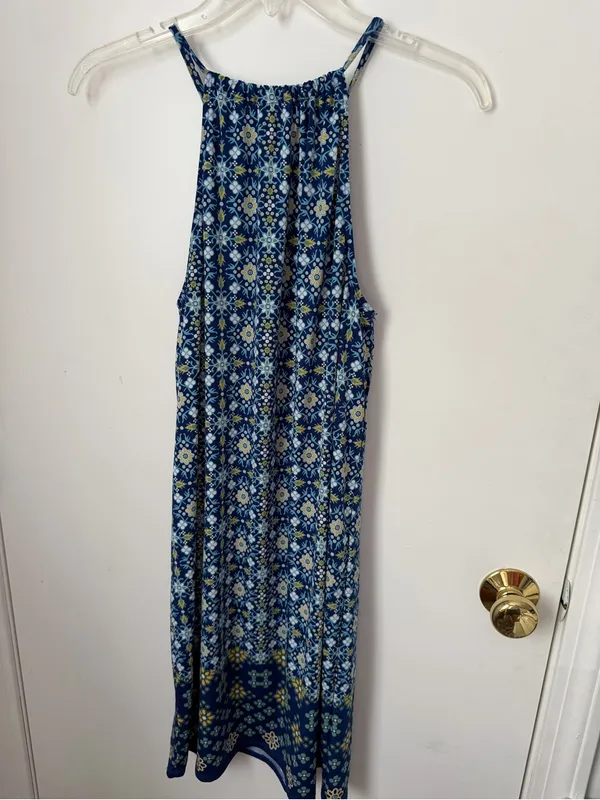 Max Studio Blue Patterned Halter Mini Dress - Image 2