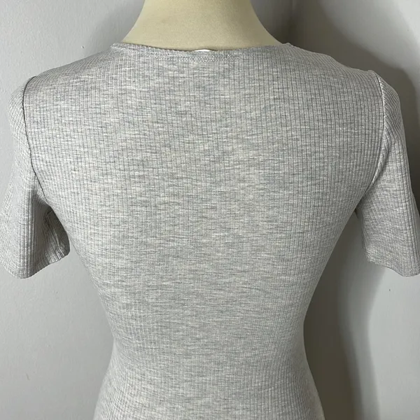 Reformation Jeans Gray Ribbed Mini Dress Shirt Dress Kendy Knit Dress‎ - Image 8