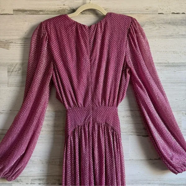 Ramy Brook Cutout Waist Metallic Polka Dot Lebron Gown Maxi‎ Dress Pink V-neck - Image 7