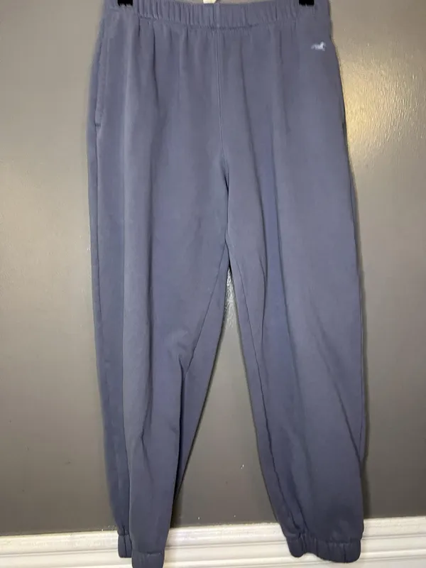 Hollister Sweatpants Women Small Blue Fleece Jogger Pants Adjustable Rise Lounge - Image 2