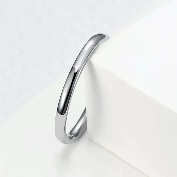 SIZE 7 Minimalist Solid Stainless Steel Ring Band Silver - Image 3
