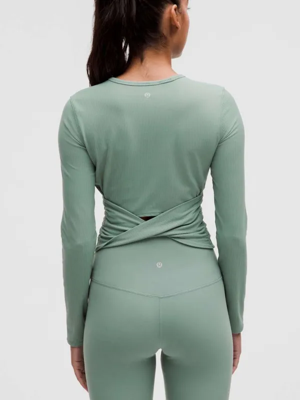 Lululemon All It Takes Back-Twist Ribbed Long-Sleeve Shirt in Crater Blue Size 6 - Image 2