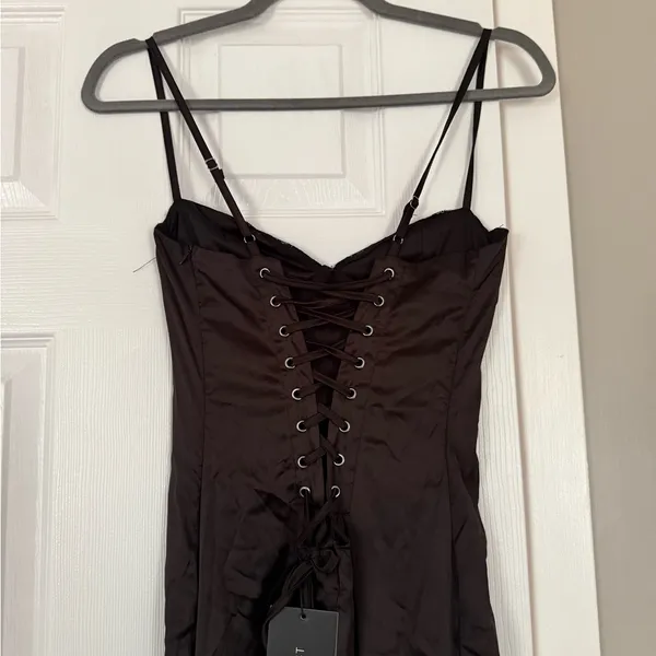 Outcast Lace Corset Tie Black Gothic Maxi Dress - Image 7