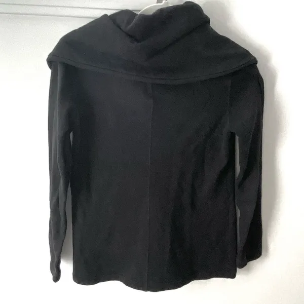 Beyond Yoga Black Fleece Jacket Womens S Shawl Collar Open Drape Cardigan Coat - Image 8