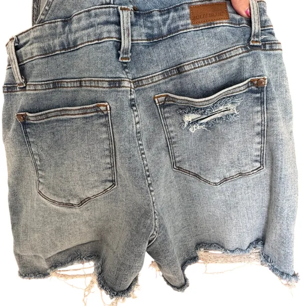 Judy Blue Denim Shortalls Stretch‎ M Overalls Farmcore Festival Western Rustic - Image 5