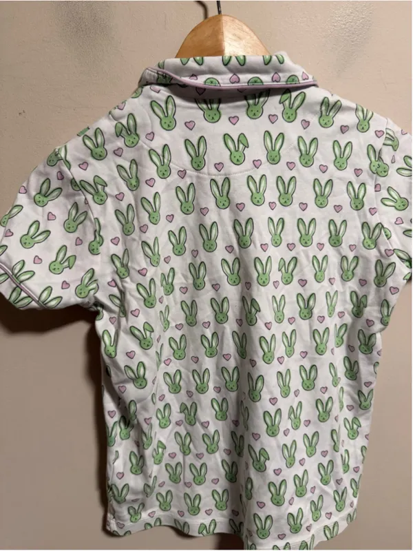 Roller Rabbit Mint Love Bunnies Polo Short PJ Pajama Set- Size P Petite XXS XS - Image 6