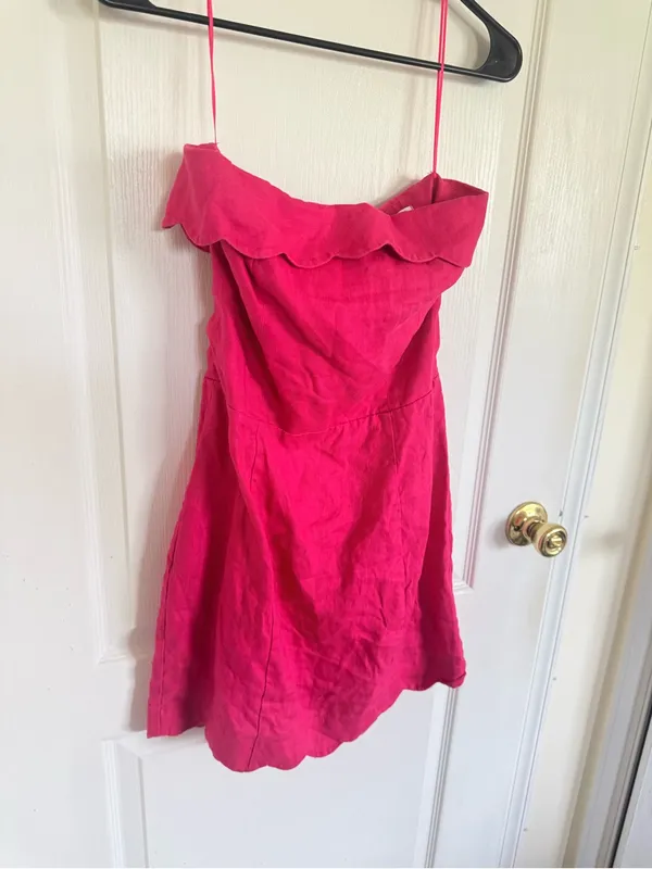 Reformation Isles Linen Mini Dress in Pink - Image 3
