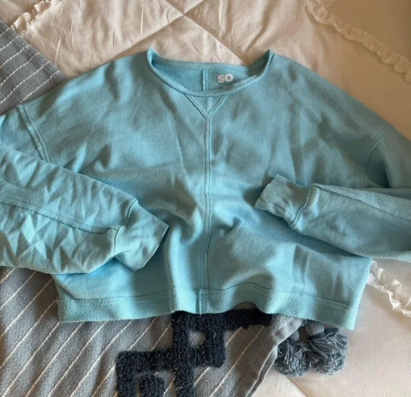 Cropped crew neck Blue Size M - Image 2