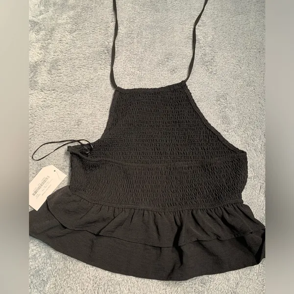 NWT Mod on trend smocked Black Halter Top medium - Image 6