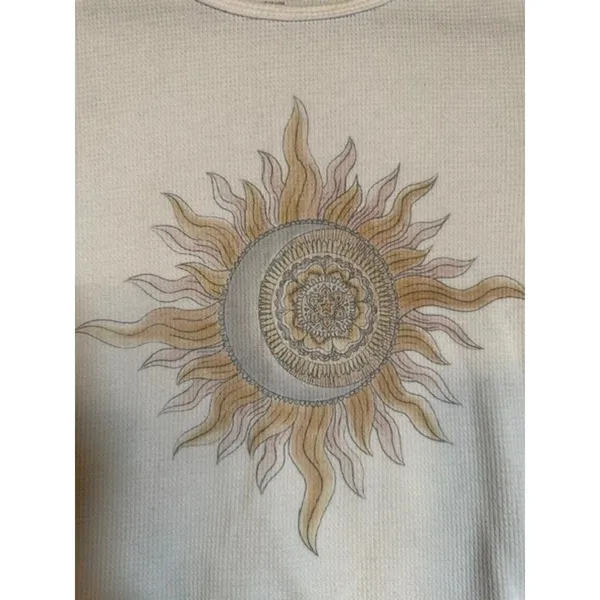 American Eagle White Celestial Sun Short Sleeve Crop Top T-Shirt Women Sz S - Image 4