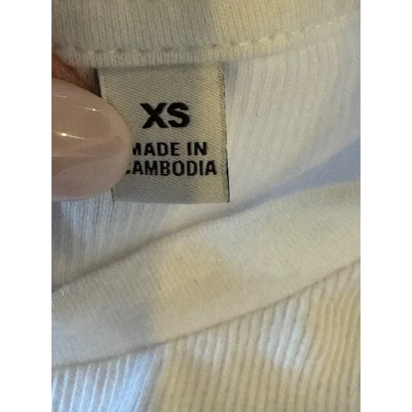 Aritzia TNA Tee Women XS White‎ Ribbed Knit Crew Neck Short Sleeve Baby Tee Crop - Image 11