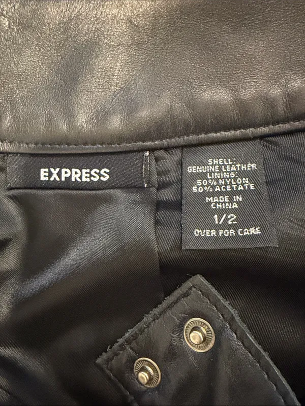 Express Y2K Vintage Genuine Leather Low Rise Mini Skirt in Black Size 0 - Image 4
