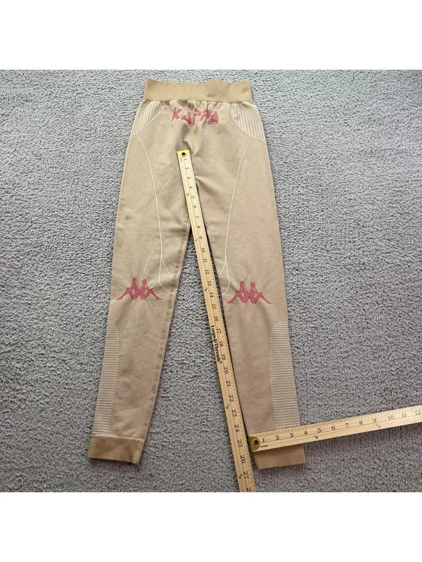 Kappa Leggings Womens Small-Medium Tan Beige Athletic Stretch Jogger Pants Y2K - Image 4